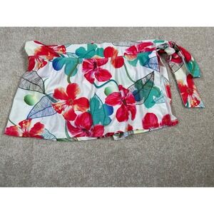 Athena Pick Your Fit Womens Size 8 White Floral Swim Skort Side Tie Bottoms